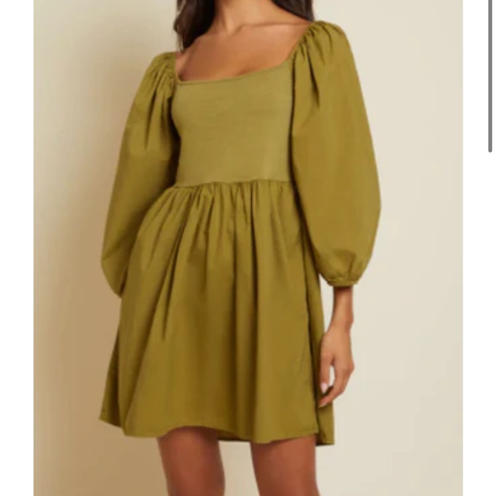 NATION Heddie Combo Babydoll Dress- Lichen
Green. worn once in perfect condition